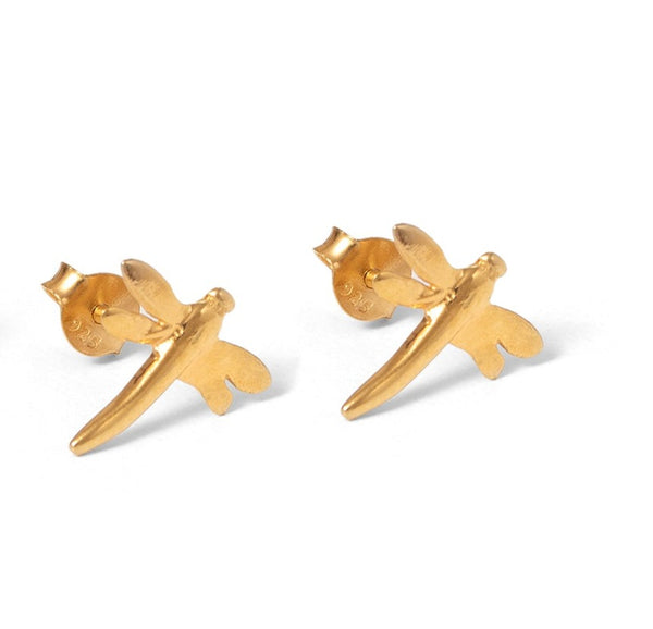 Dragonfly Stud Earrings Gold or Rose Gold Vermeil