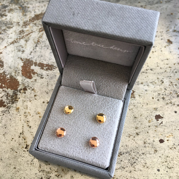 Blob Stud Earrings Gold or Rose Gold Vermeil