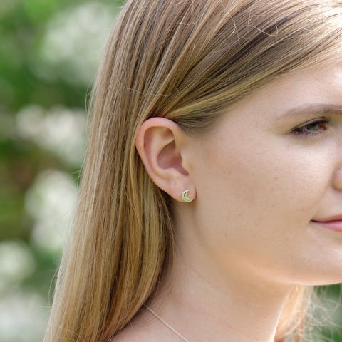 Moon Stud Earrings Sterling Silver