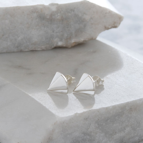 Art Deco Fan Stud Earrings Sterling Silver