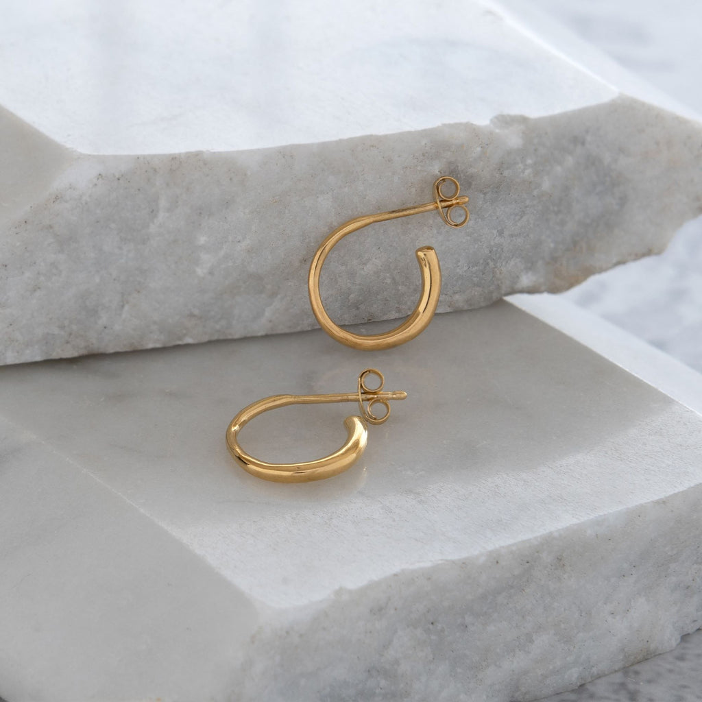 Half Hoop Earrings Gold Vermeil Lime Tree Design