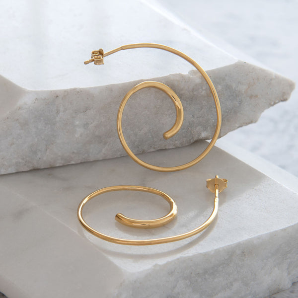 Spiral Hoop Earrings Gold Vermeil