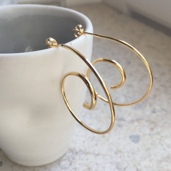 Spiral Hoop Earrings Gold Vermeil