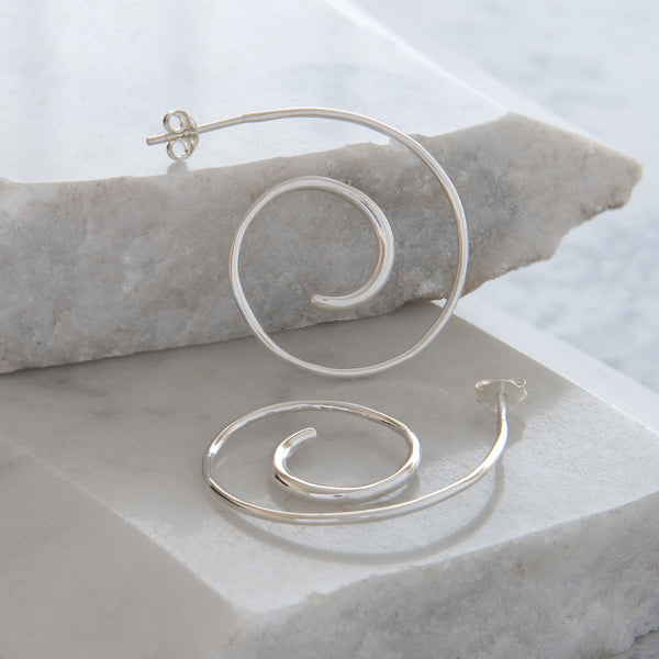 Spiral Hoop Earrings Sterling Silver