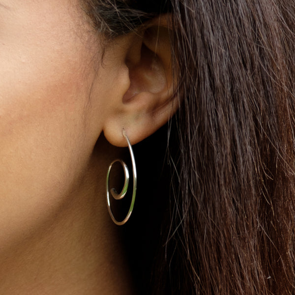 Spiral Hoop Earrings Sterling Silver
