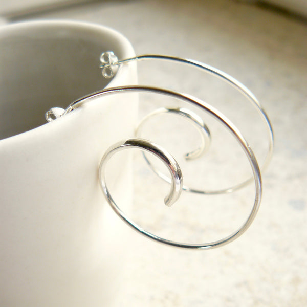 Spiral Hoop Earrings Sterling Silver