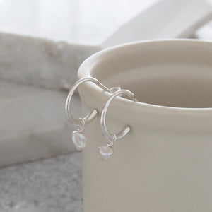 Half Hoop Earrings with Baroque Pearl Sterling Silver