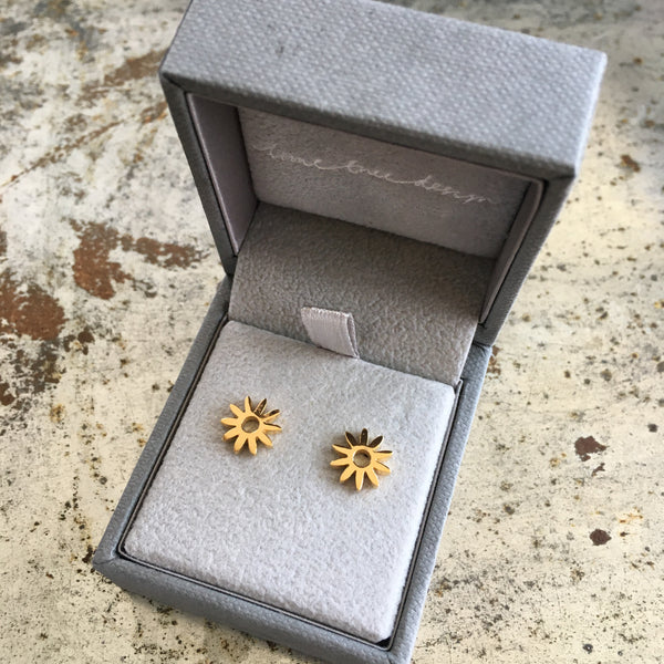 Flower Stud Earrings Gold Vermeil
