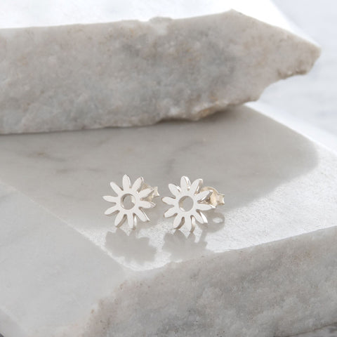 Flower Stud Earrings Sterling Silver