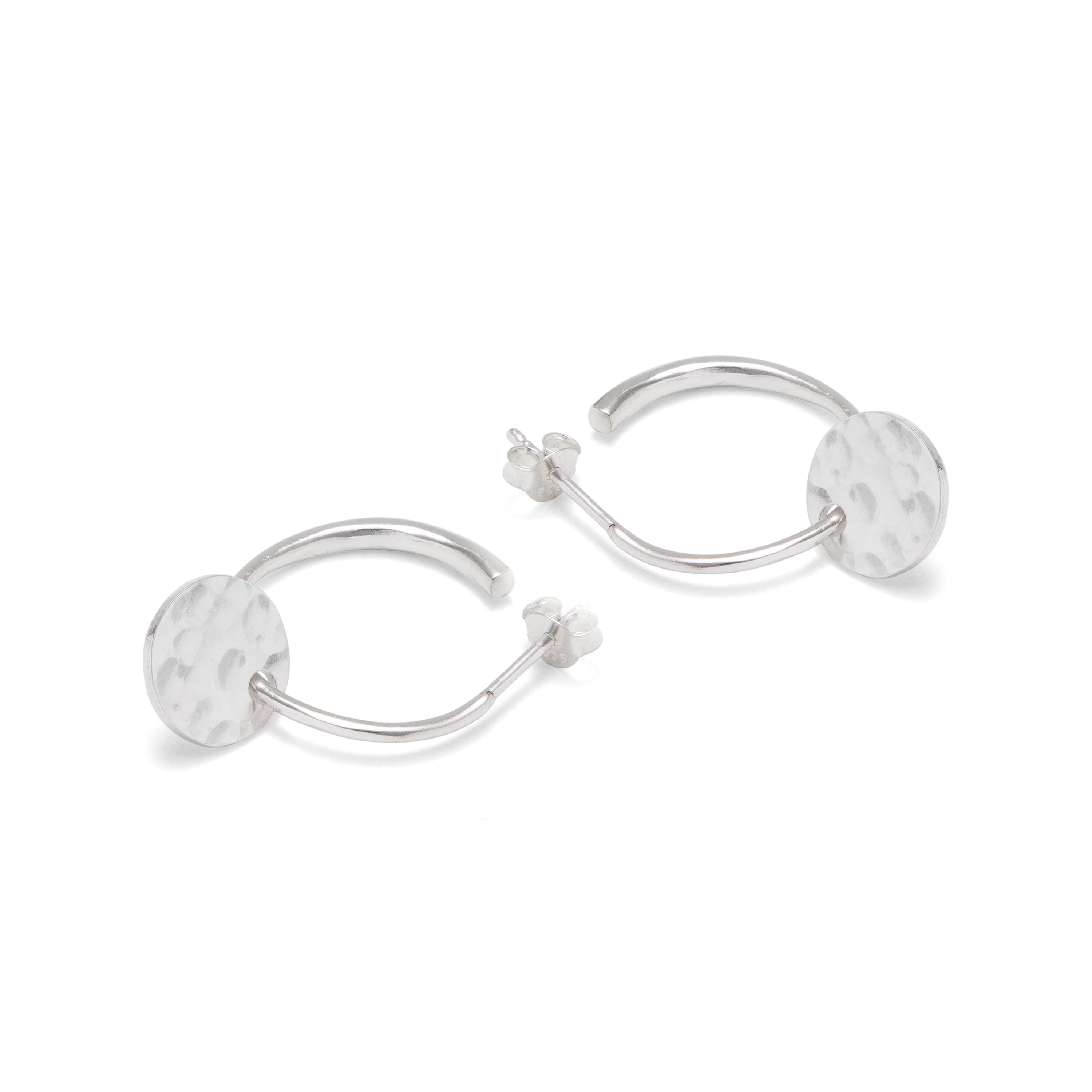 half hoop earring with disc 