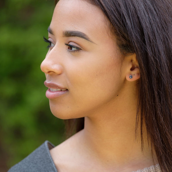 Birthstone Stud Earrings September: Sapphire and Sterling Silver