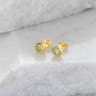 Birthstone Stud Earrings August Peridot and Gold Vermeil