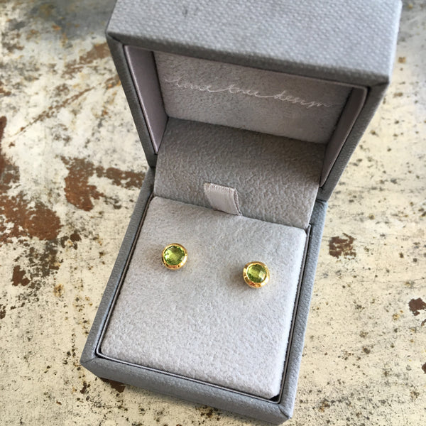 Birthstone Stud Earrings August Peridot and Gold Vermeil