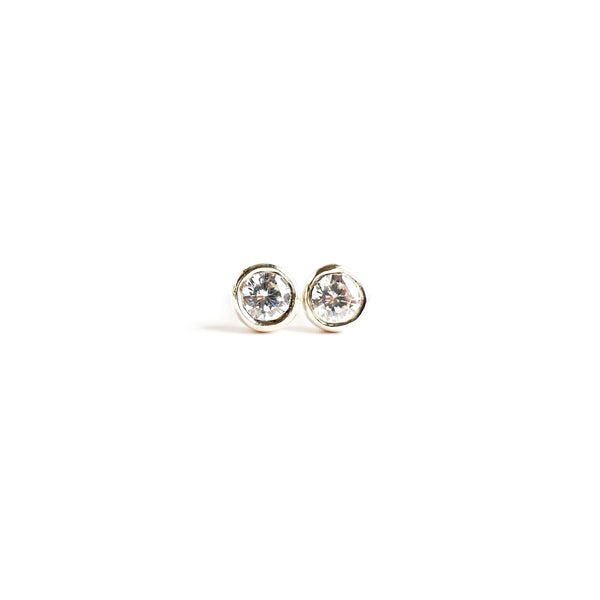Rock Crystal Mini Birthstone Stud Earrings Sterling Silver