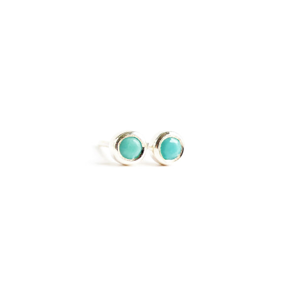 Mini Birthstone Stud Earrings Sterling Silver