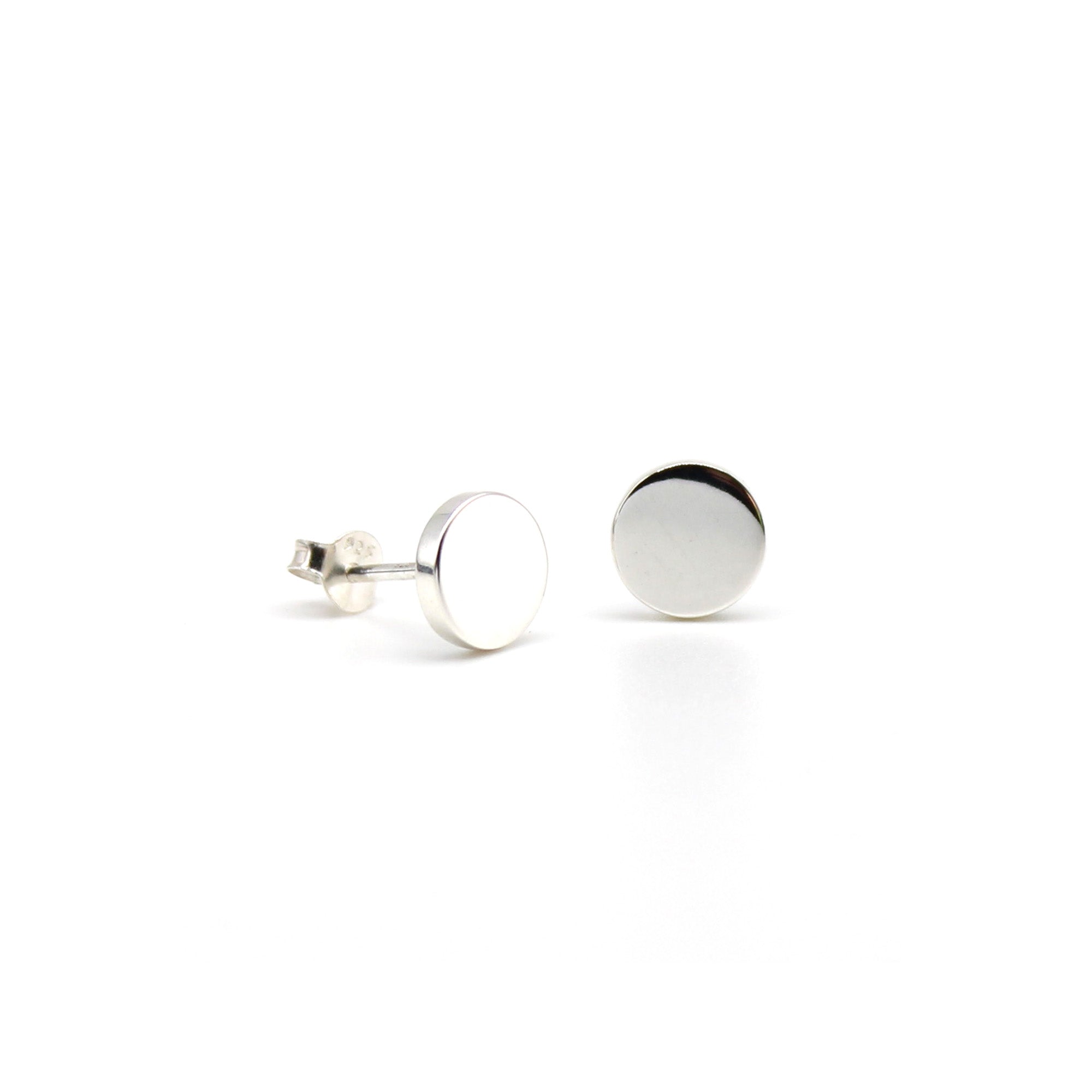 shiney silver full moon studs 