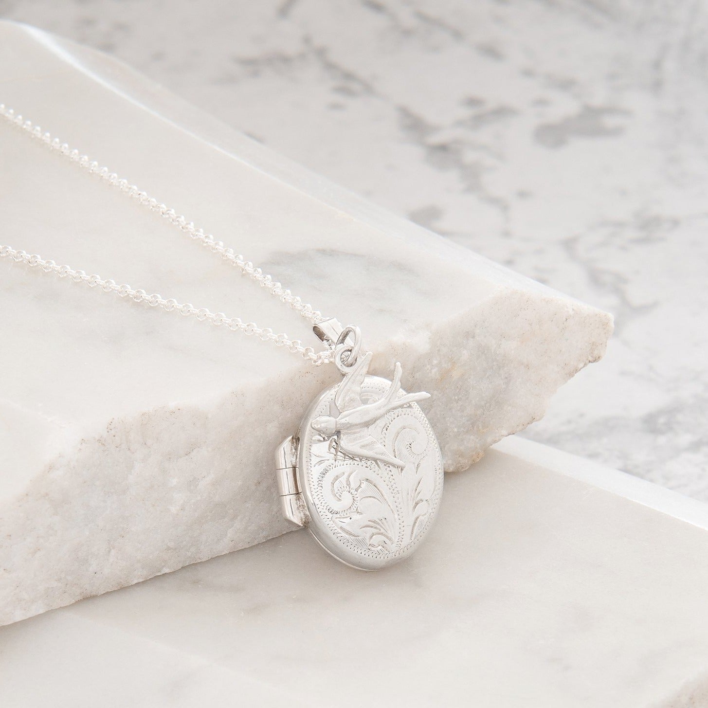 Engraved silver locket online
