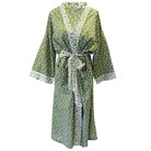 green leaf design kimono dressing gown 