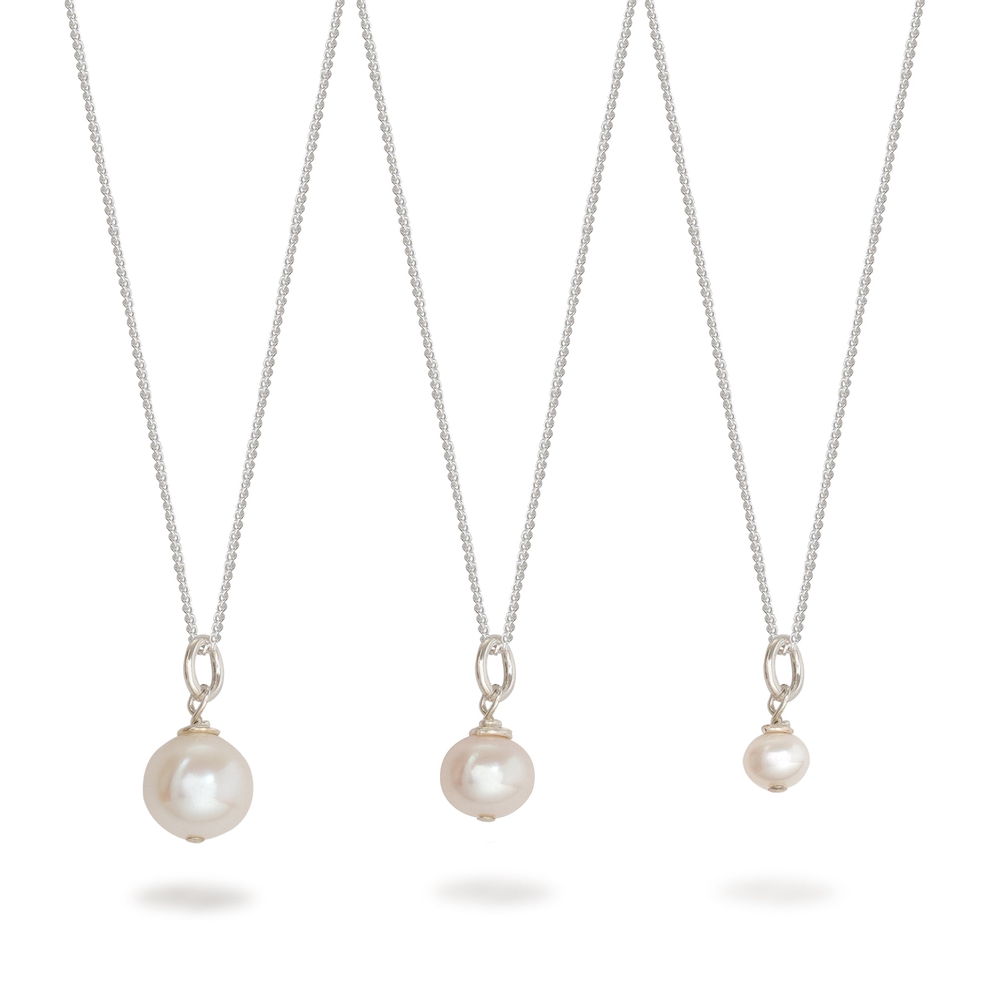 Round Pearl Necklace Sterling Silver