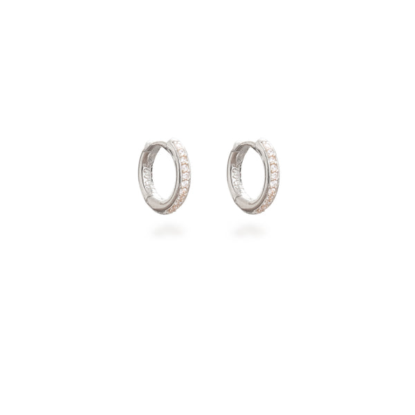Huggie Hoop Earrings Sterling Silver Diamanté