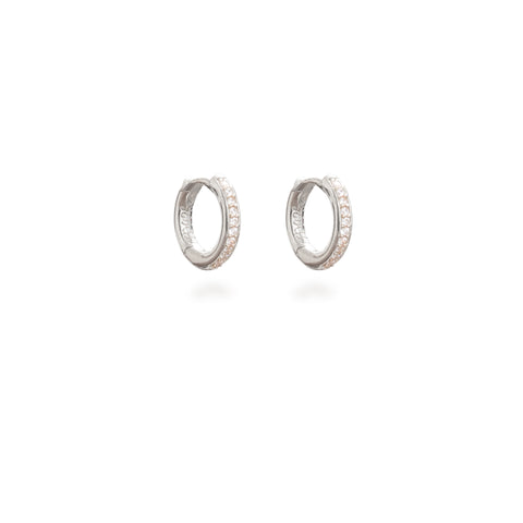 Huggie Hoop Earrings Sterling Silver Diamanté
