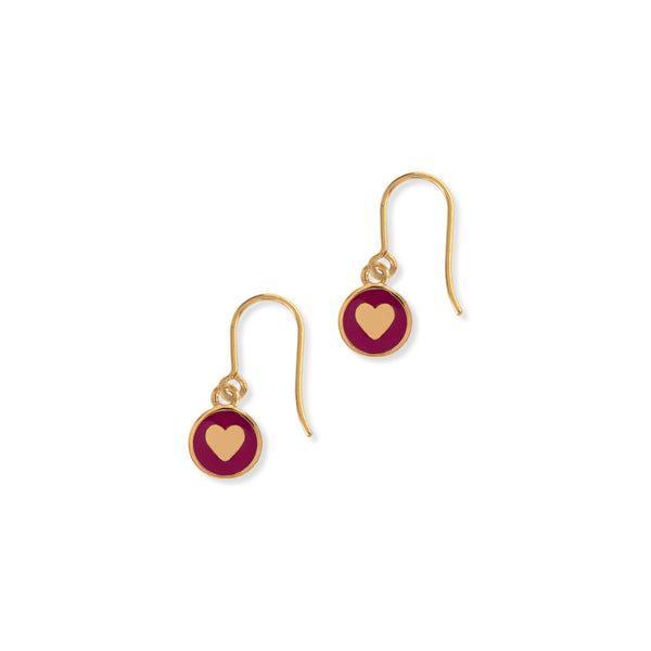 Gold vermeil hook earrings with hearts 