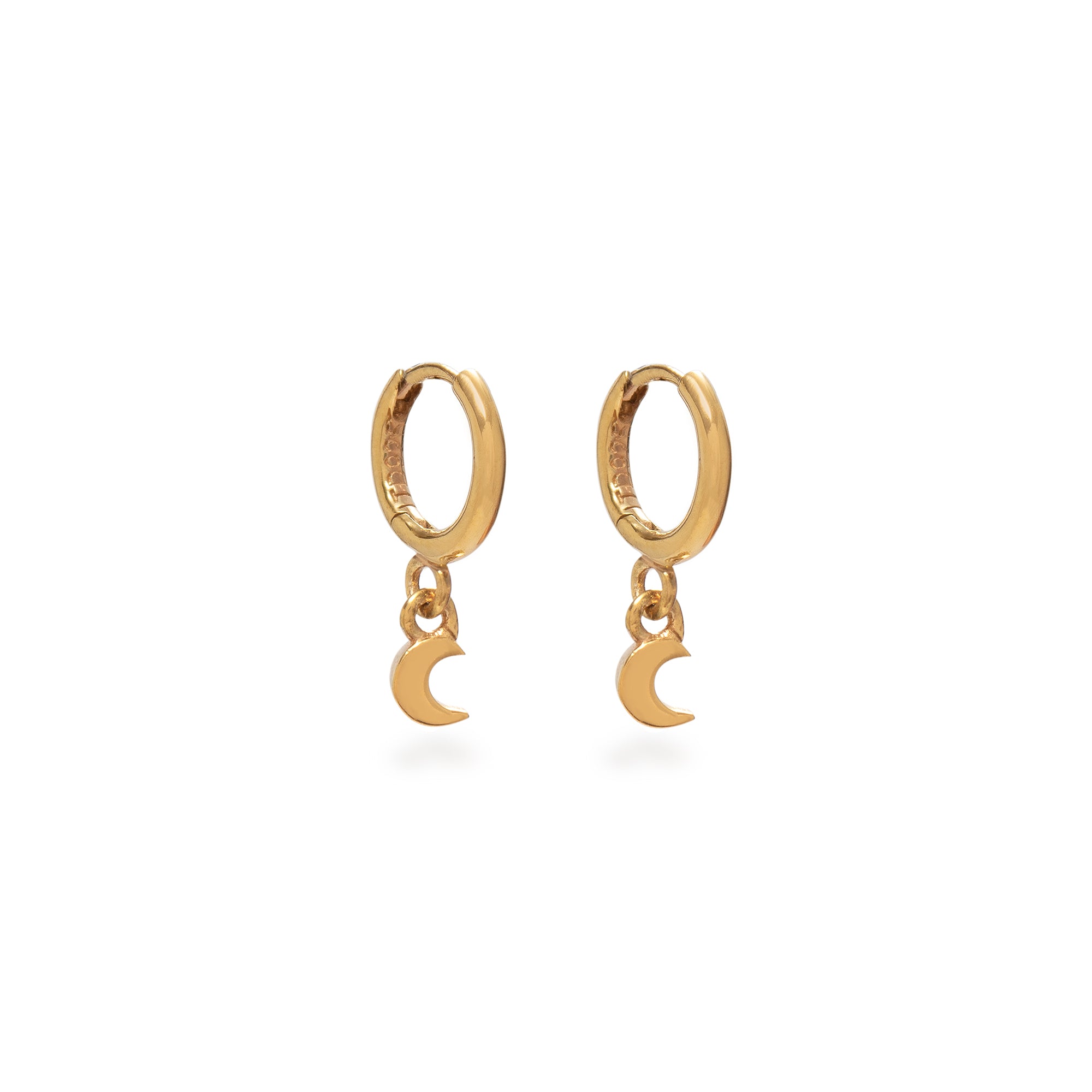 Huggie Hoop Earrings with Mini Moon Gold Vermeil