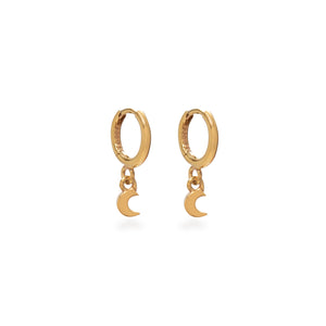 Huggie Hoop Earrings with Mini Moon Gold Vermeil