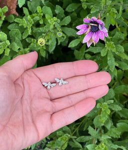 Large Bee Stud Earrings Sterling Silver