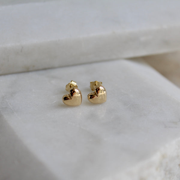 Heart Stud Earrings 9ct Solid Gold