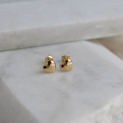 Heart Stud Earrings 9ct Solid Gold
