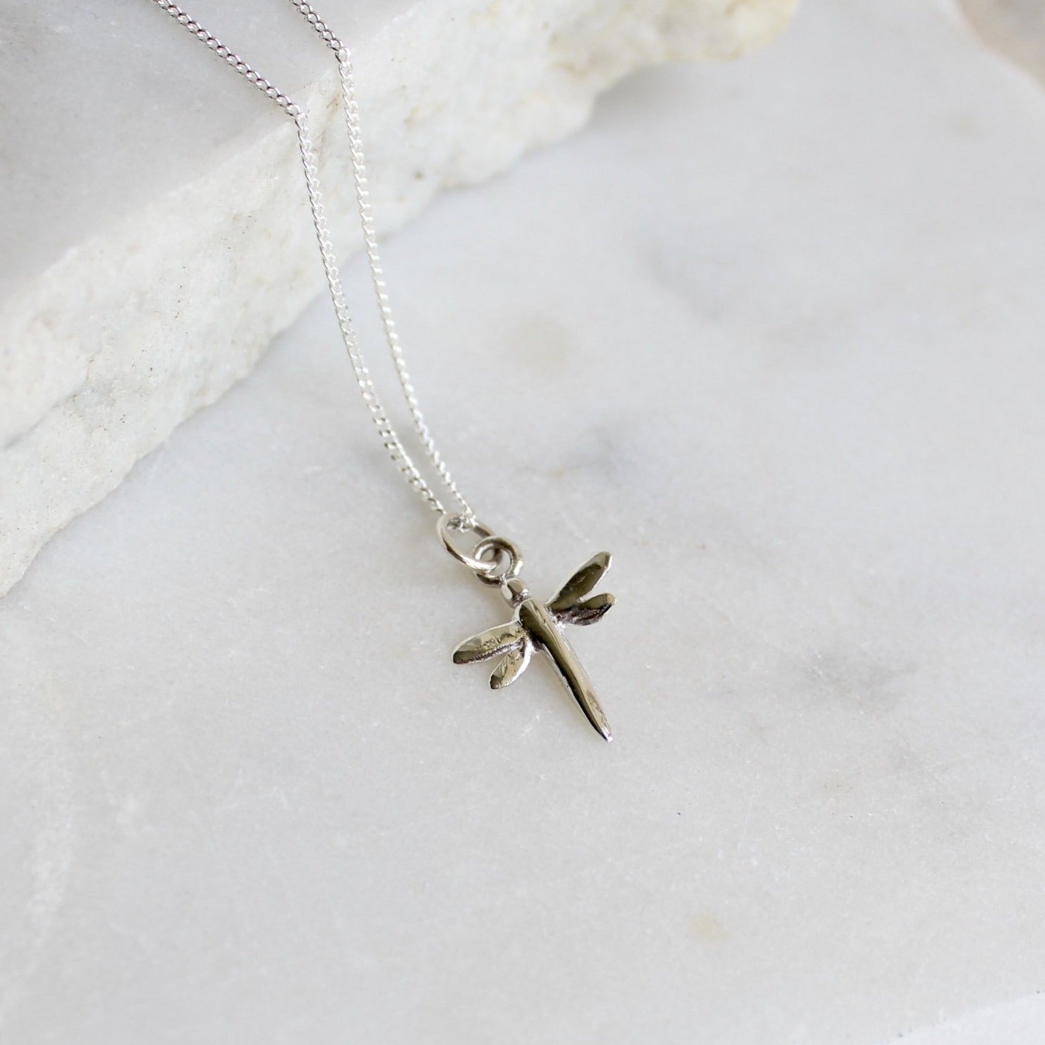 Dragonfly Charm Necklace Sterling Silver