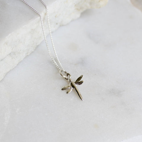 Dragonfly Charm Necklace Sterling Silver
