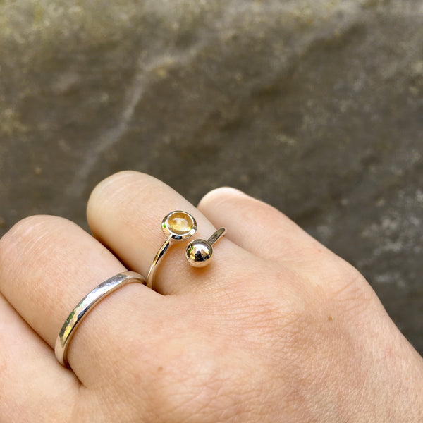 Adjustable Birthstone Ring November: Sterling Silver and Citrine