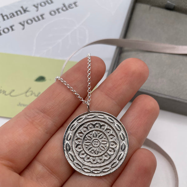 Flower Maze Amulet Necklace Sterling Silver