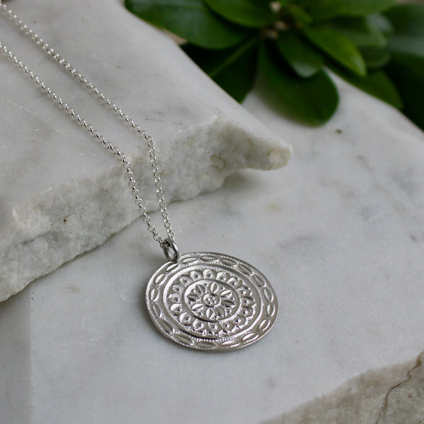 Flower Maze Amulet Necklace Sterling Silver
