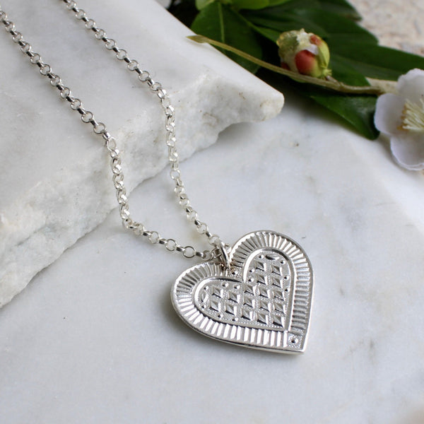 Gingerbread Heart Amulet Necklace Sterling Silver