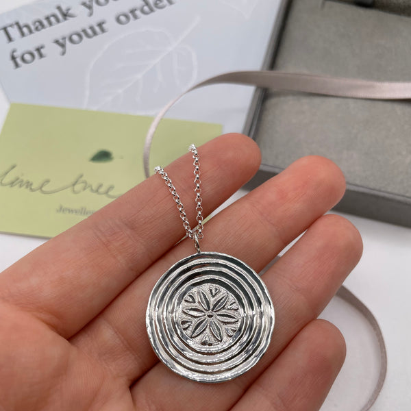 Sand Flower Amulet Necklace Sterling Silver