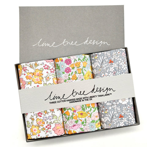 Saffron set of 3 liberty of London hankies and pocket squares 