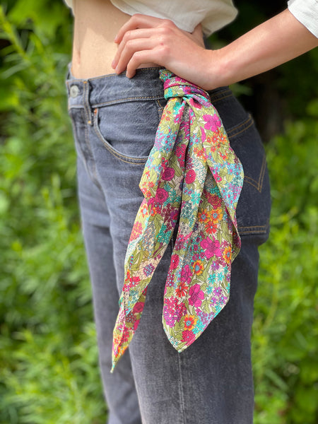 Pink Thorpe Hill Headscarf Bandana Made with Liberty Fabric
