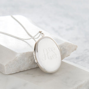Personalised Extra Large Monogram Locket Necklace Sterling Silver
