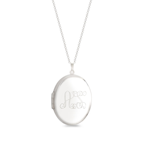 Personalised Extra Large Monogram Locket Necklace Sterling Silver