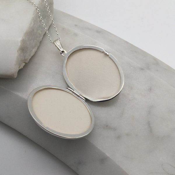 Personalised Extra Large Engraved Locket Necklace Sterling Silver