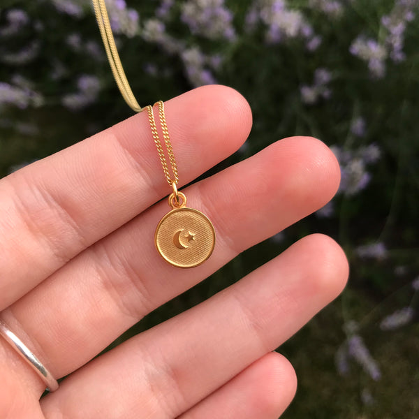 Moon and Star Insert Medallion Necklace