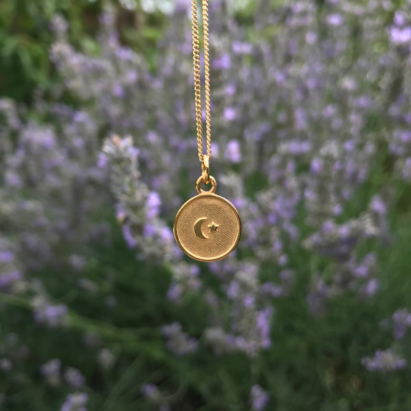 Moon and Star Insert Medallion Necklace