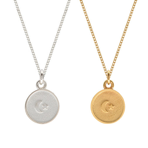 Moon and Star Insert Medallion Necklace