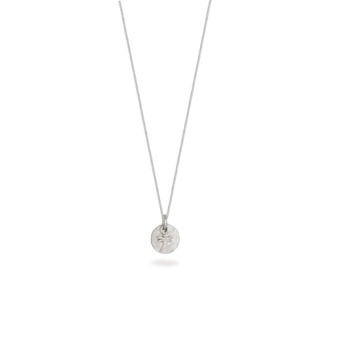 mini dragonfly charm with disc and sterling silver necklace 