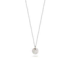 Mini Hammered Disc with Moon Necklace Sterling Silver