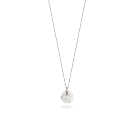 Mini Hammered Disc with Star Necklace Sterling Silver