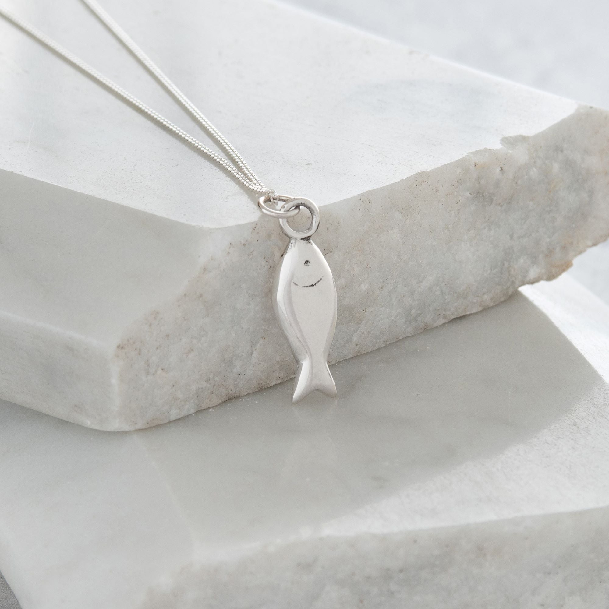 Sterling silver fish necklace deals
